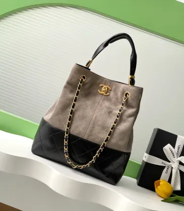 Chanel Two - Tone Quilted Tote Bag With Signature Chain Strap and CC Logo size:31×20×12cm #A53499