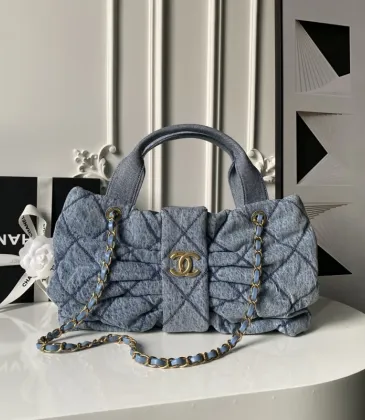 Chanel Women's Denim Handbag - Quilted Design, Blue Denim Fabric, Gold-Tone CC Logo &amp; Chain Strap, Stylish Top-Handle Bag for Luxury Fashion #A56745