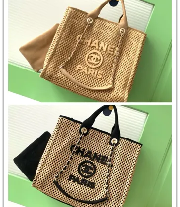 Chanel Woven Tote Textured Raffia Signature Logo &amp Chain Embracing Summer Elegance size38 #A54203