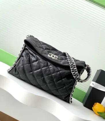 Chanel Black Quilted Leather Flap Bag With Silver Chain Strap #A50979