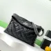 Chanel Black Quilted Leather Flap Bag With Silver Chain Strap #A50979