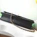 Maxi clutch bag, Grained shiny calfskin &amp; gold-tone metal, black #A49177