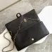 Maxi clutch bag, Grained shiny calfskin &amp; gold-tone metal, black #A49177
