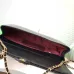 Maxi clutch bag, Grained shiny calfskin &amp; gold-tone metal, black #A49177