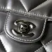 Chanel Silver black Quilted Top Handle Chain Shoulder Bag #A63811