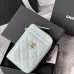 Chanel Classic Caviar Quilted Zip Card Holder Wallet  #A49136