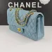 Chanel Classic Flap Bag In Light Blue Quilted Leather With Gold - Tone CC Hardware #A50708