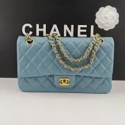 Chanel Classic Flap Bag In Light Blue Quilted Leather With Gold - Tone CC Hardware #A50708