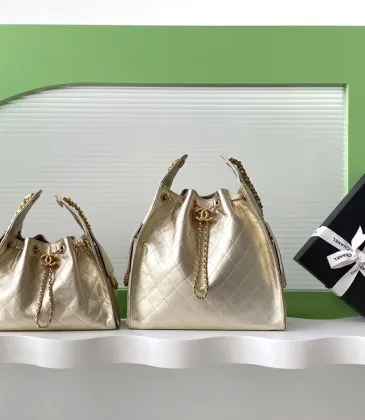 Chanel Gold Quilted Bucket Bags With Signature Hardware And Chain Details #A53501