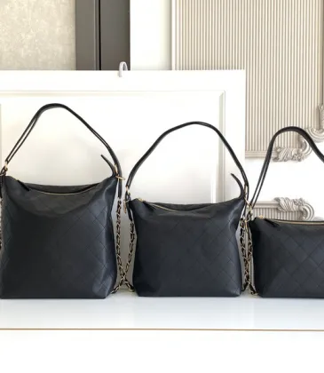 Elegant Black Quilted Leather Chanel Style Large Shoulder Tote Bag #A50939