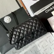 Chanel CC Black Quilted Lambskin Medium Classic Double Flap AAA+ Shoulder Bag #A54424