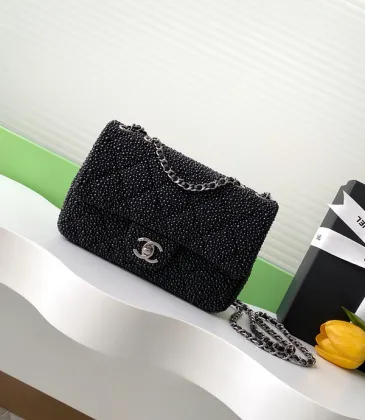 Chanel Black Beaded Classic Flap Bag With Chain Strap For Timeless Elegance #A50046