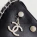 Chanel Black Quilted Leather Bucket Bag With Chain And Logo Accents #A50981