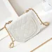 Chanel Mini Round Messenger Flap Bag White Caviar Antique Gold Hardware #A49213