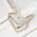 Chanel Mini Round Messenger Flap Bag White Caviar Antique Gold Hardware #A49213