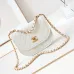 Chanel Mini Round Messenger Flap Bag White Caviar Antique Gold Hardware #A49213