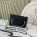 Chanel Mini flap bag, Lambskin &amp; gold-tone metal, white &amp; black  #A49398