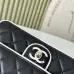 Chanel Mini flap bag, Lambskin &amp; gold-tone metal, white &amp; black  #A49398