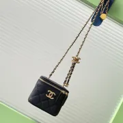 Chanel Quilted Caviar Leather Mini Vanity Bag With Gold Chain Strap And CC Logo size:11×8×7cm #A54384