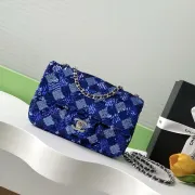 Chanel Blue Sequin - Embellished Flap Bag With Signature CC Logo size:14×21×8cm #A53500