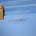 Chanel Women's Denim Tote Bag - Quilted Design, Light Blue Denim Fabric, Gold-Tone CC Logo &amp; Chain Strap with Lock Detail, Spacious Luxury Handbag with Functional Pockets #A56747