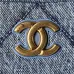 Chanel Women's Denim Tote Bag - Quilted Design, Light Blue Denim Fabric, Gold-Tone CC Logo &amp; Chain Strap with Lock Detail, Spacious Luxury Handbag with Functional Pockets #A56747
