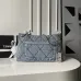 Chanel Women's Denim Tote Bag - Quilted Design, Light Blue Denim Fabric, Gold-Tone CC Logo &amp; Chain Strap with Lock Detail, Spacious Luxury Handbag with Functional Pockets #A56747