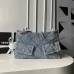 Chanel Women's Denim Tote Bag - Quilted Design, Light Blue Denim Fabric, Gold-Tone CC Logo &amp; Chain Strap with Lock Detail, Spacious Luxury Handbag with Functional Pockets #A56747