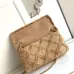 Chanel Women's Evening Bag - Beige Textured Fabric with Fringe Details, Gold-Tone CC Logo &amp; Chain Strap, Luxury Clutch for Elegant Occasions #A56743