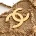 Chanel Women's Evening Bag - Beige Textured Fabric with Fringe Details, Gold-Tone CC Logo &amp; Chain Strap, Luxury Clutch for Elegant Occasions #A56743