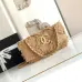 Chanel Women's Evening Bag - Beige Textured Fabric with Fringe Details, Gold-Tone CC Logo &amp; Chain Strap, Luxury Clutch for Elegant Occasions #A56743