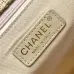 Chanel Women's Evening Bag - Beige Textured Fabric with Fringe Details, Gold-Tone CC Logo &amp; Chain Strap, Luxury Clutch for Elegant Occasions #A56743