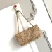 Chanel Women's Evening Bag - Beige Textured Fabric with Fringe Details, Gold-Tone CC Logo &amp; Chain Strap, Luxury Clutch for Elegant Occasions #A56743