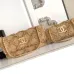 Chanel Women's Evening Bag - Beige Textured Fabric with Fringe Details, Gold-Tone CC Logo &amp; Chain Strap, Luxury Clutch for Elegant Occasions #A56743
