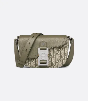 Dior Olive Green Oblique Pattern Crossbody Bag With Signature Lock Design  size:19×13×4cm #A54109