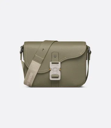 Dior Olive Green Leather Crossbody Bag With Signature Lock And Adjustable Strap  size:23×17×6cm #A54107