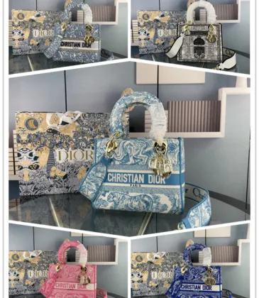 Dior Lady D - Lite Bag With Blue Toile De Jouy Print And Branded Strap size:24×20×11cm #A53708