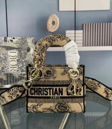 Dior Lady D - Lite Bag With Floral Jacquard And Branded Strap size:17×15×7cm #A53705