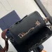 Dior Black Leather Crossbody Bag With Floral Embroidery And Adjustable Strap For Chic Outings #A50072