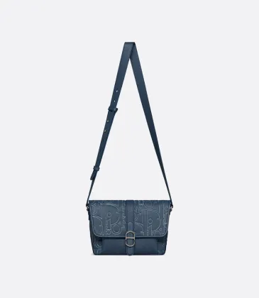 Dior - Inspired Embossed Leather Crossbody Bag in Navy Blue size:28×18×9.5cm #A53899