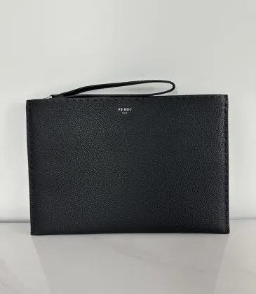 Fendi Pouch Sleek Black Leather Minimalist Logo Redefining Timeless Elegance size:30×20cm #A54204