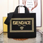 Replica Fendi Tote Textured Canvas Gold Logo Greek Key Bag Epitomizing Timeless Luxury size:35×17×31cm #A54202