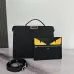 Fendi Leather Briefcase And Monster - Eye Pouch Set In Black With Yellow Accents  #A51530