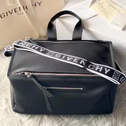 Givenchy Black Leather Top Handle Bag With Logo Webbing Strap #A52352