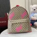 Gucci GG Supreme Backpack With Bold Pink Logo Detailing size:36×41×18cm #A53379