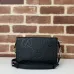 Gucci Black Leather GG - Embossed Pouch With Wrist Strap For Stylish Organization #A50280