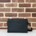 Gucci Black Leather GG - Embossed Pouch With Wrist Strap For Stylish Organization #A50280