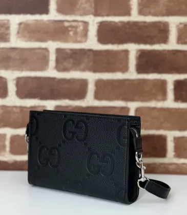 Gucci Black Leather GG - Embossed Pouch With Wrist Strap For Stylish Organization #A50280