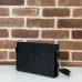 Gucci Black Leather GG - Embossed Pouch With Wrist Strap For Stylish Organization #A50280