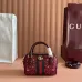 Gucci 781490 Mini Boston Top Handle Bag - Wine Red with Crystal Embellishments &amp; Web Stripe #A60525